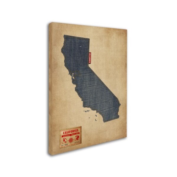 Michael Tompsett 'California Map Denim Jeans Style' Canvas,18x24